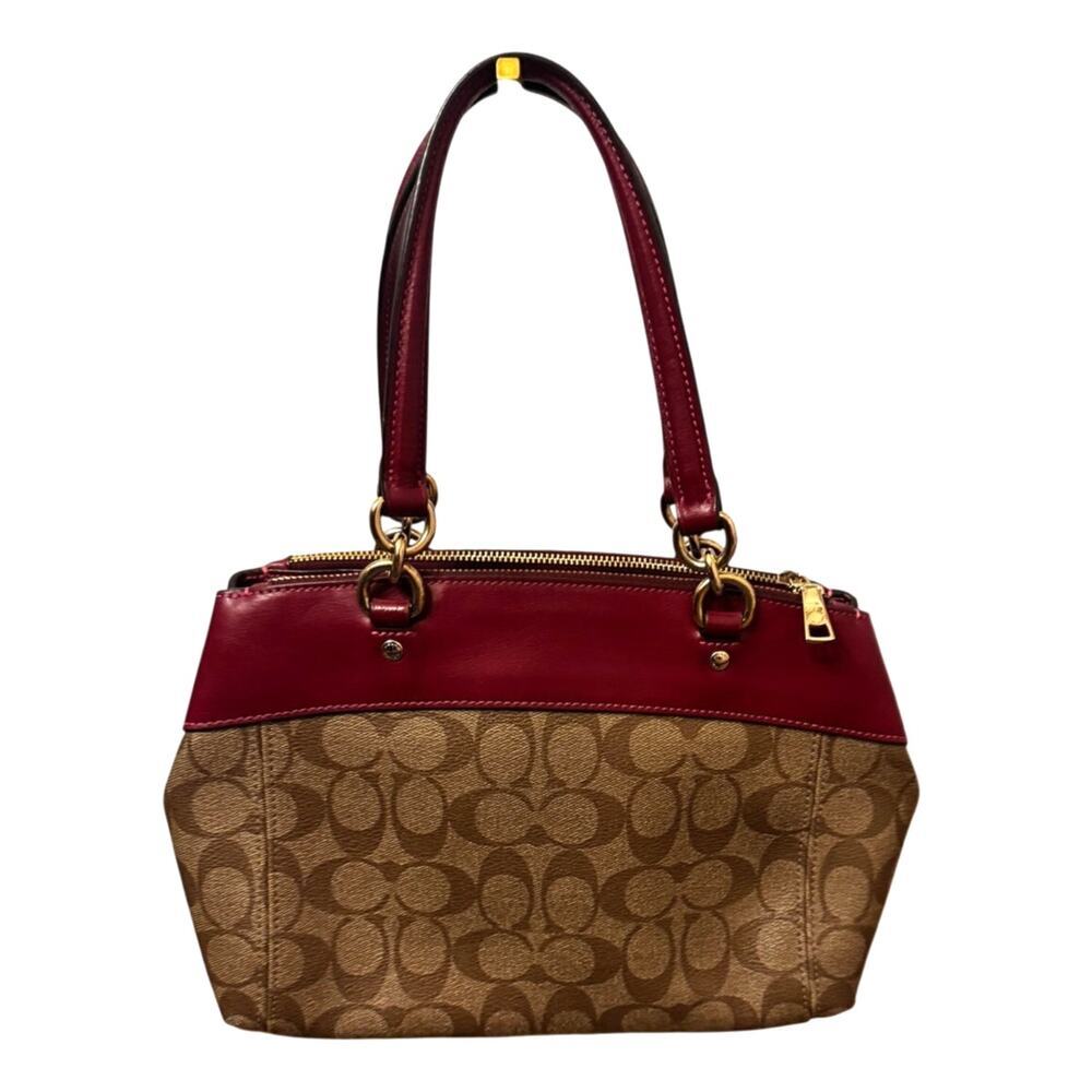 Coach Mini Brooke Carryall satchel signature canvas cherry red/burgundy detail - Picture 2 of 8